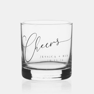Verre À Whisky Salutations minimum noir blanc Script personnalisé