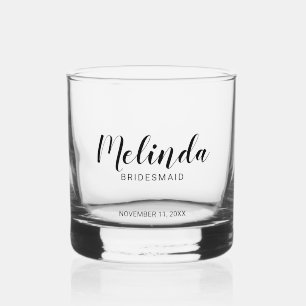 Verre À Whisky Script moderne, Bridesmaitres personnalisées