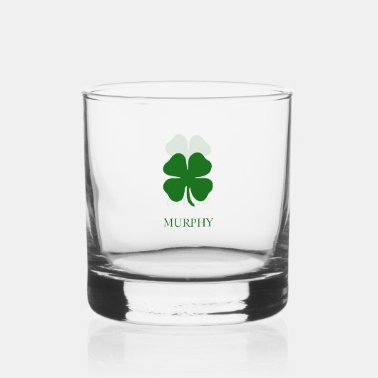 Verre À Whisky Shamrock vert à quatre feuilles (Recto)