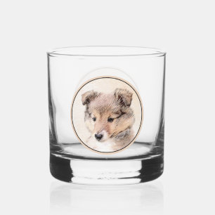 Verre À Whisky Shetland Sheepdog Puppy Peinture Chien original ar