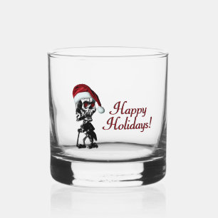 Verre À Whisky Squelette de Noël fumant cigare Joyeuses Fêtes