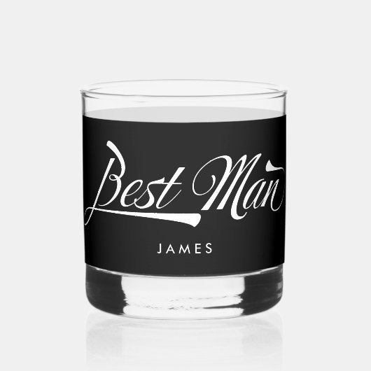 Verre À Whisky Stylisme noir typographie Best Man Groomsmen (Recto)
