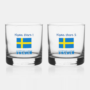 Verre À Whisky Suède et Drapeau Suédois Bleu Personnalisation