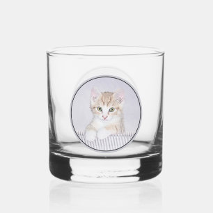 Verre À Whisky Tabby Jaune Peinture Chat - Cute Original Chat Art