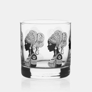 Verre À Whisky Tatouage Tribal Portrait de Fille Africaine