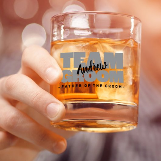 Verre À Whisky Team Groom Père Du Mariage Nom Black Grey