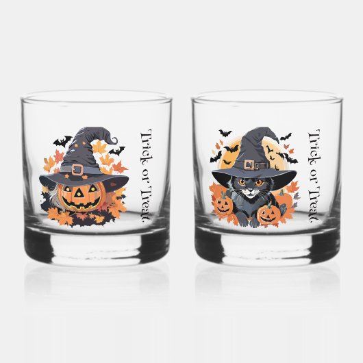 Verre À Whisky Trick ou traitement effrayant et mignon Halloween (Recto)