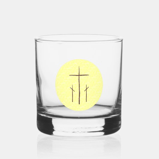 Verre À Whisky Trois croix sur Calvaire Jaune (Recto)