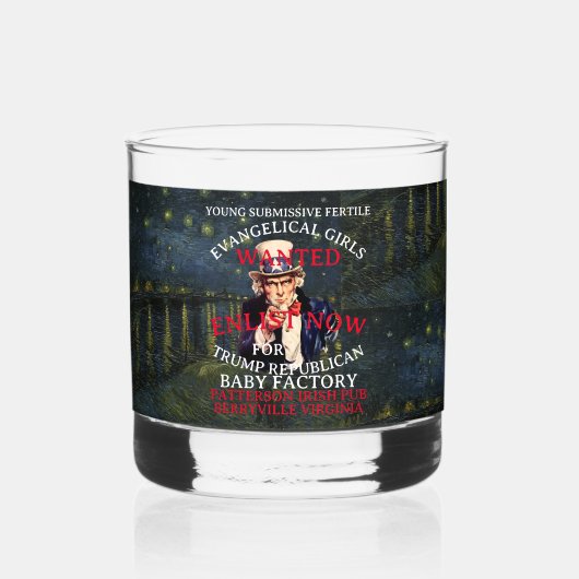 VERRE À WHISKY TRUMP RÉPUBLICAN BABY FACTORY ENLIST MAINTENANT (Verso)