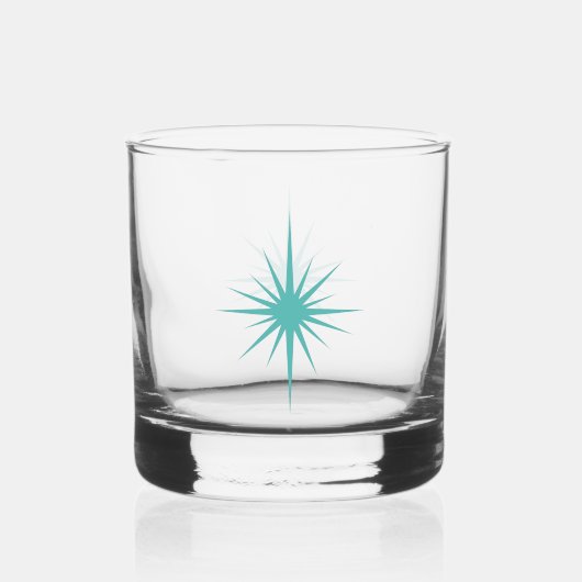 Verre À Whisky Turquoise Blue 1950s Atomic Starburst Mid Century (Verso)