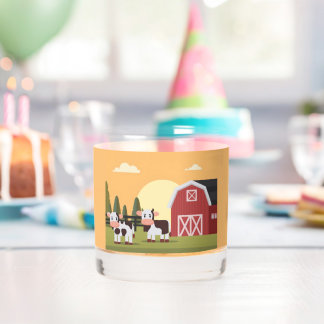 Verre À Whisky Two Cows and a Red Barn at Sunrise