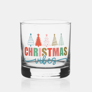 Verre À Whisky Vibes de Noël - Colorful Holiday Trees Design