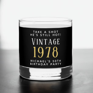 Verre À Whisky Vintage 50e anniversaire de fête Noir