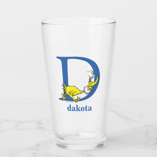 Verre ABC du Dr Seuss : Lettre D - Bleu | Ajouter Votre  (Devant)