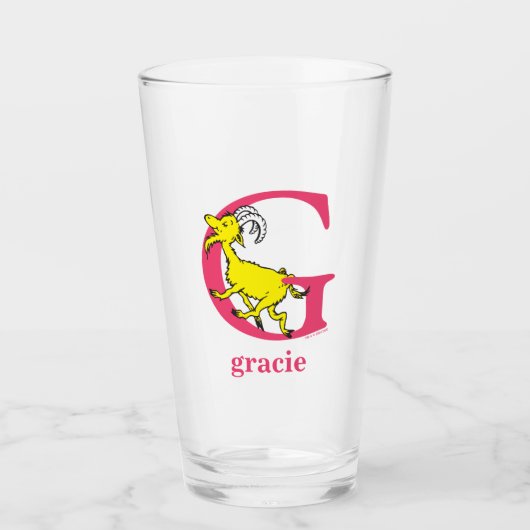 Verre ABC du Dr Seuss : Lettre G - Rose | Ajouter Votre  (Devant)