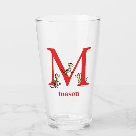Verre ABC du Dr Seuss : Lettre M - Rouge | Ajouter Votre (Devant)