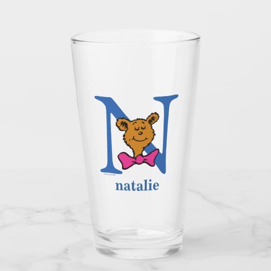 Verre ABC du Dr Seuss : Lettre N - Bleu | Ajouter Votre (Devant)
