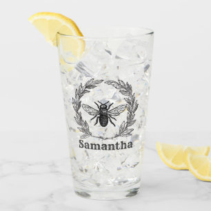 Verre Abeille vintage fleurie