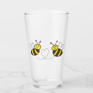 Verre Abeilles à miel avec illustration mignonne de cœur