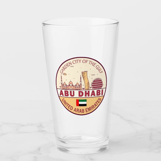 Verre Abou Dhabi Émirats arabes unis Emblem Skyline (Devant)