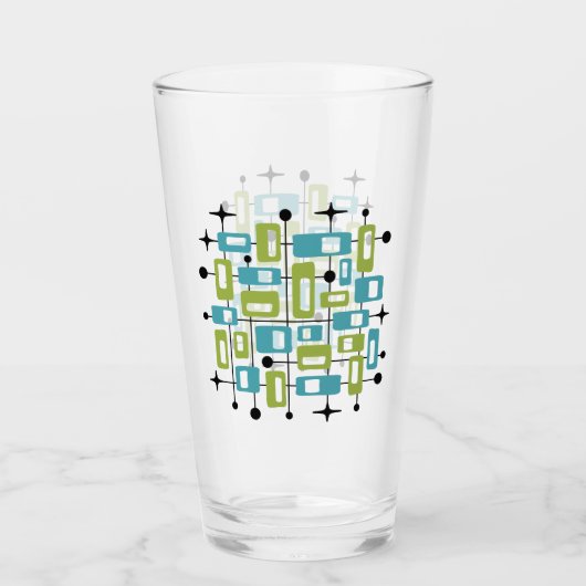 Verre Abstrait Atomique Rétro Milieu de Siècle Moderne C (Devant)