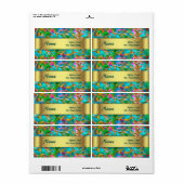 Verre Abstrait Floral étiquette (Feuille entière)