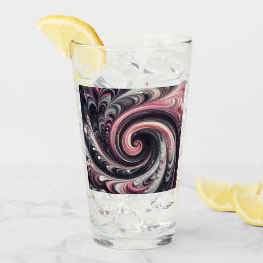 Verre Abstrait moderne de tournage rose, noir et blanc (Devant glace)