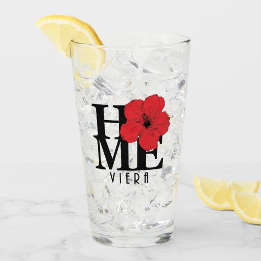 Verre Accueil Viera Hibiscus rouge (Devant glace)