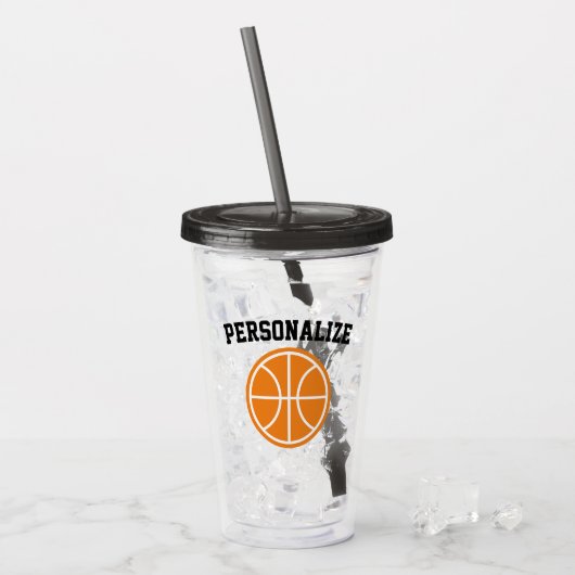 Verre acrylique de culbuteur de basket-ball nommé (Devant glace)