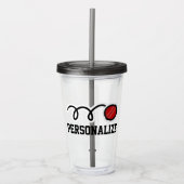 Verre acrylique de culbuteur de joueur nommé fait (Devant)