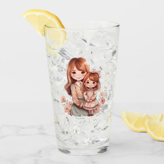 Verre Adorable maman et fille Bond (Devant glace)