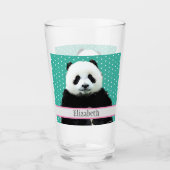Verre Adorable Panda Ours Nom Turquoise Enfants Animal (Devant)