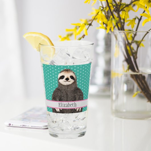 Verre Adorable Sloth Nom Turquoise Enfants Animaux