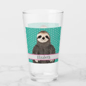 Verre Adorable Sloth Nom Turquoise Enfants Animaux (Dos)