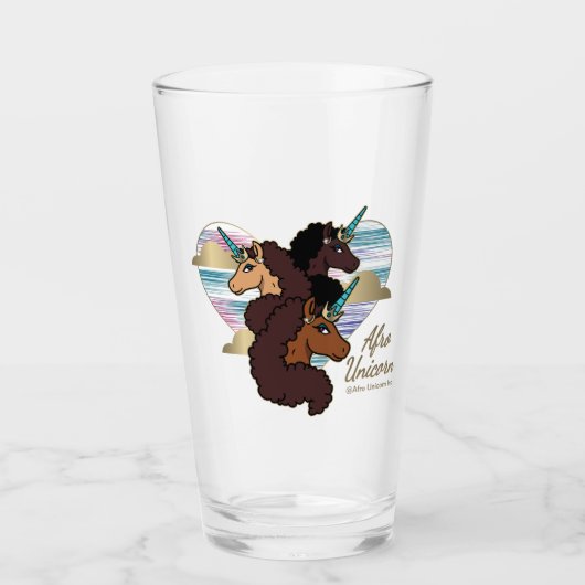 Verre Afro Unicorn Trio Coeur Design (Devant)