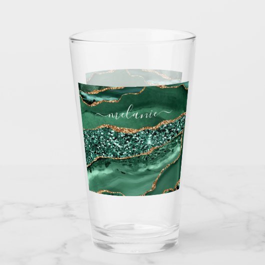 Verre Agate Green Gold Parties scintillant Geode Marbre (Devant)