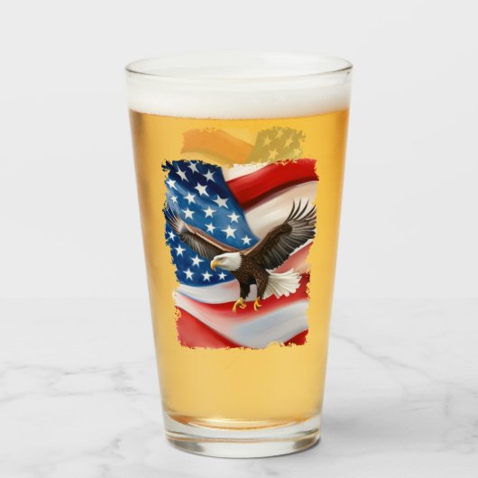 Verre Aigle royal & Drapeau américain 4 juillet (Devant (rempli))