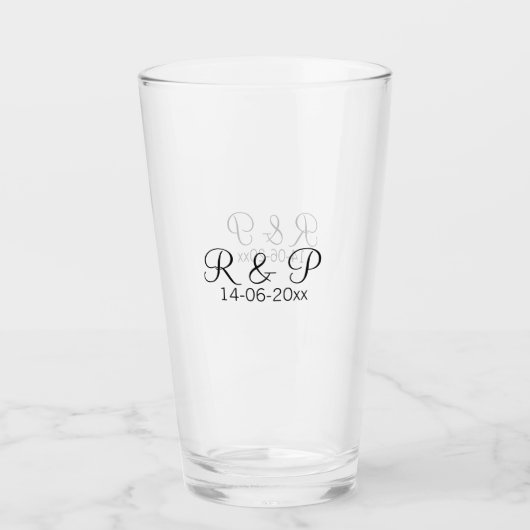 Verre Ajouter monogramme du nom du couple ajouter date a (Devant)