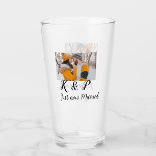 Verre ajouter photo de couple juste marié ajouter nom le