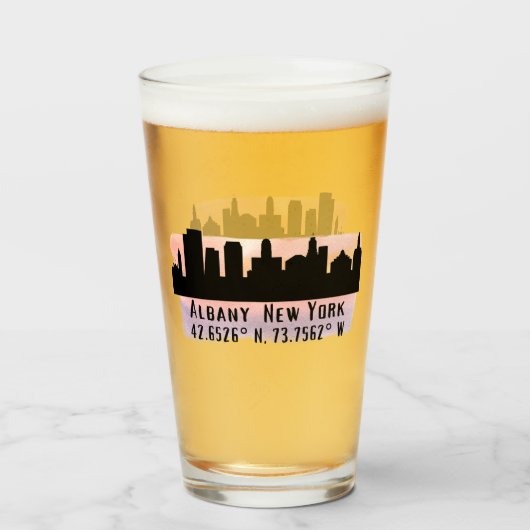 Verre Albany NY City Skyline Beer (Devant (rempli))