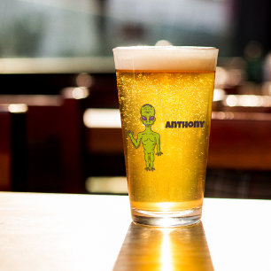 Verre Alien spatial avec soucoupe volante personnalisée