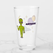 Verre Alien spatial avec soucoupe volante personnalisée (Devant)