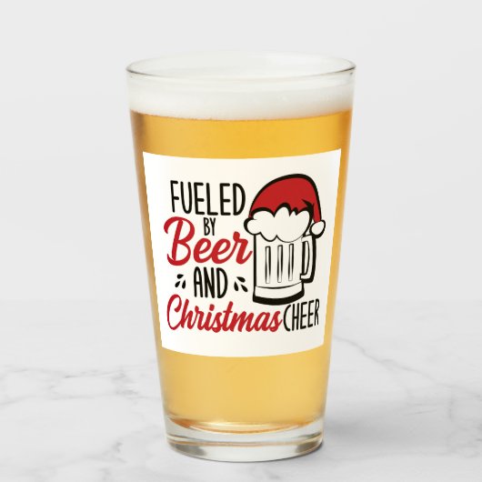 Verre Alimenté par la bière et la fête de Noël (Devant (rempli))