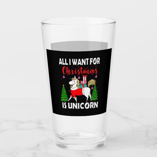 Verre All I Want For Christmas Is Unicorn (Devant)