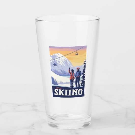 Verre Aller skier Vintage Imprimer (Devant)