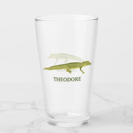 Verre Alligator Vert Réaliste Graphique Personnalisé (Devant)