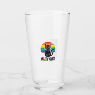 Verre Ally Cat Rainbow Pride Vintage Chat T-Shirt Design