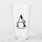 Verre Alphabet Floral Personnalisé Un Monogramme (Devant)