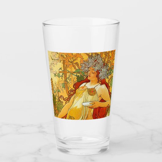 Verre Alphonse Mucha Art Nouveau Automne (Devant)