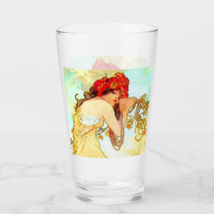 Verre Alphonse Mucha Art Nouveau Été